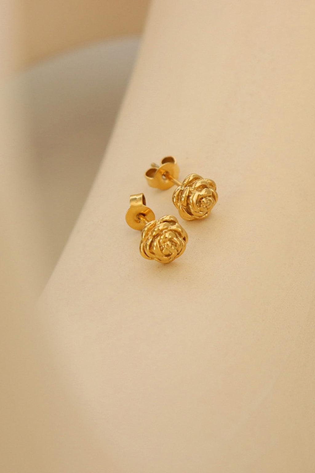 Titanium Steel Flower Stud Earrings