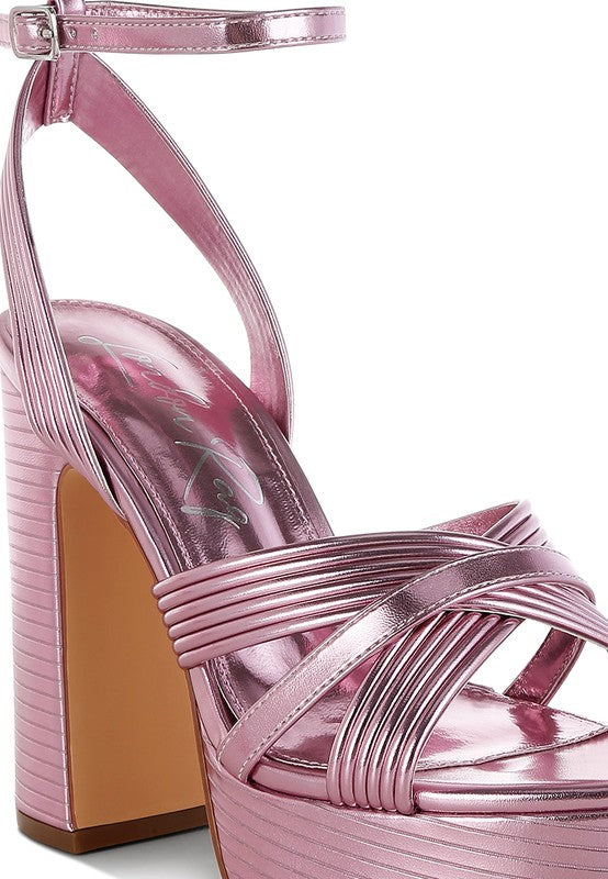 Socialite Metallic Ankle Strap Heel Sandals