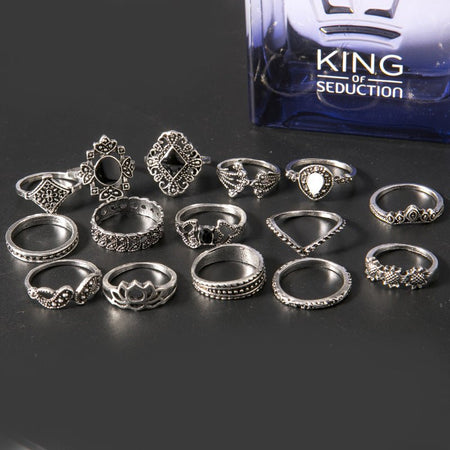 15 Piece Alloy Vintage Ring Set - S. M. & Co.