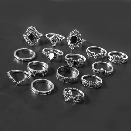 15 Piece Alloy Vintage Ring Set - S. M. & Co.