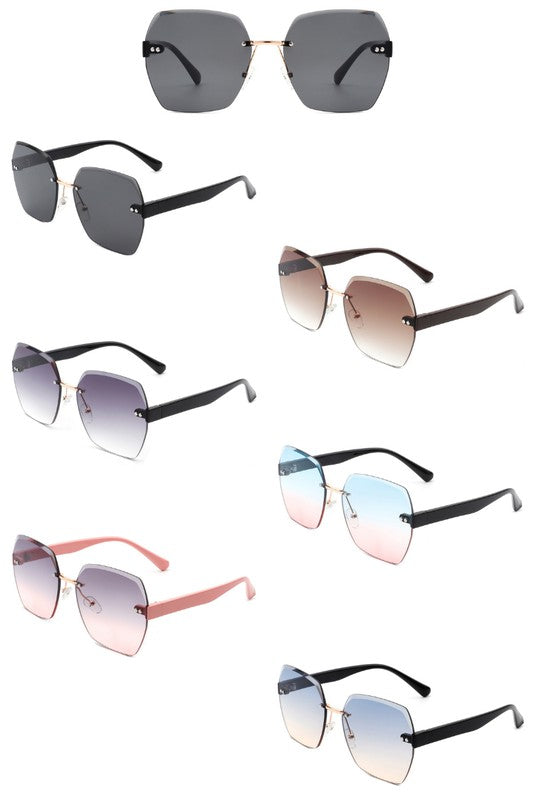 Oversize Square Geometric Rimless Sunglasses