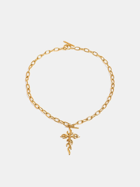 18K Gold - Plated Stainless Steel Cross Necklace - S. M. & Co.