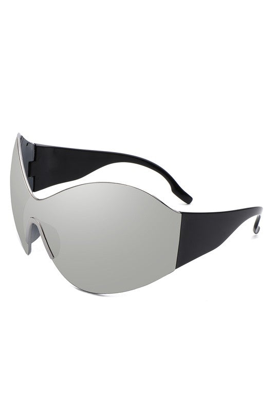 Fashion Rimless Oversized Wraparound Sunglasses - S. M. & Co.