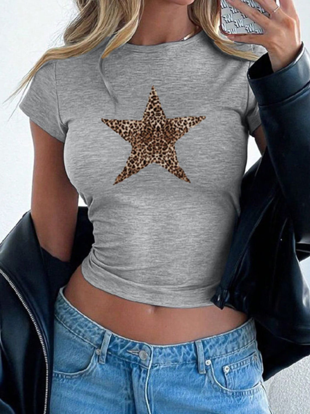 Devine Star Round Neck Short Sleeve T-Shirt