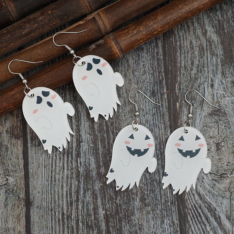 2 Piece Alloy Acrylic Ghost Dangle Earrings - S. M. & Co.