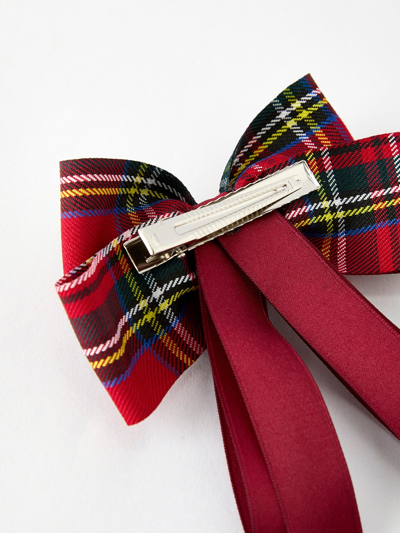 Christmas Red Plaid Zircon Bow Hairpin