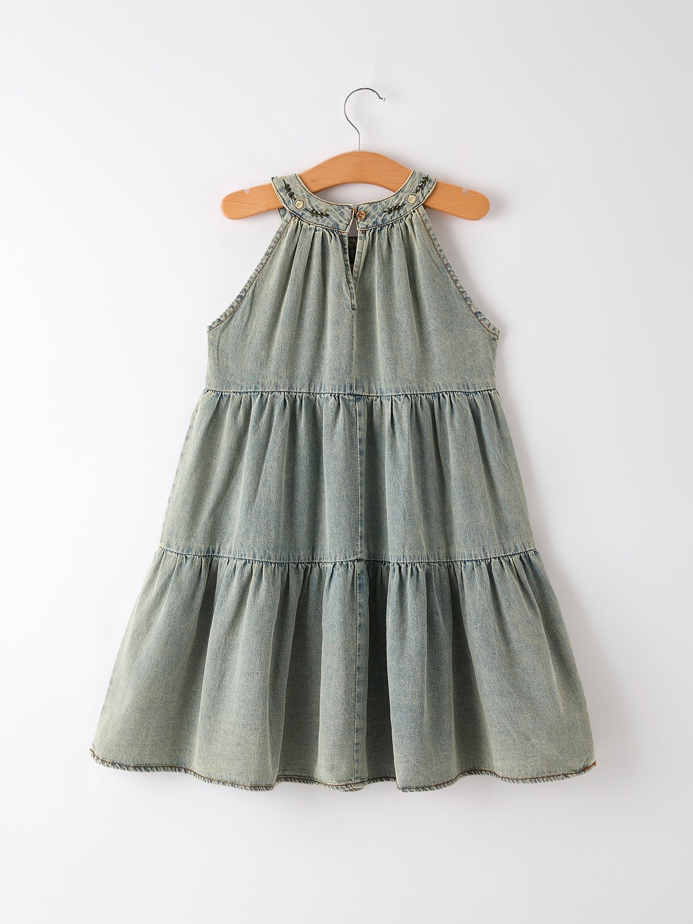 Summer Girls Embroidered Denim Sleeveless Dress