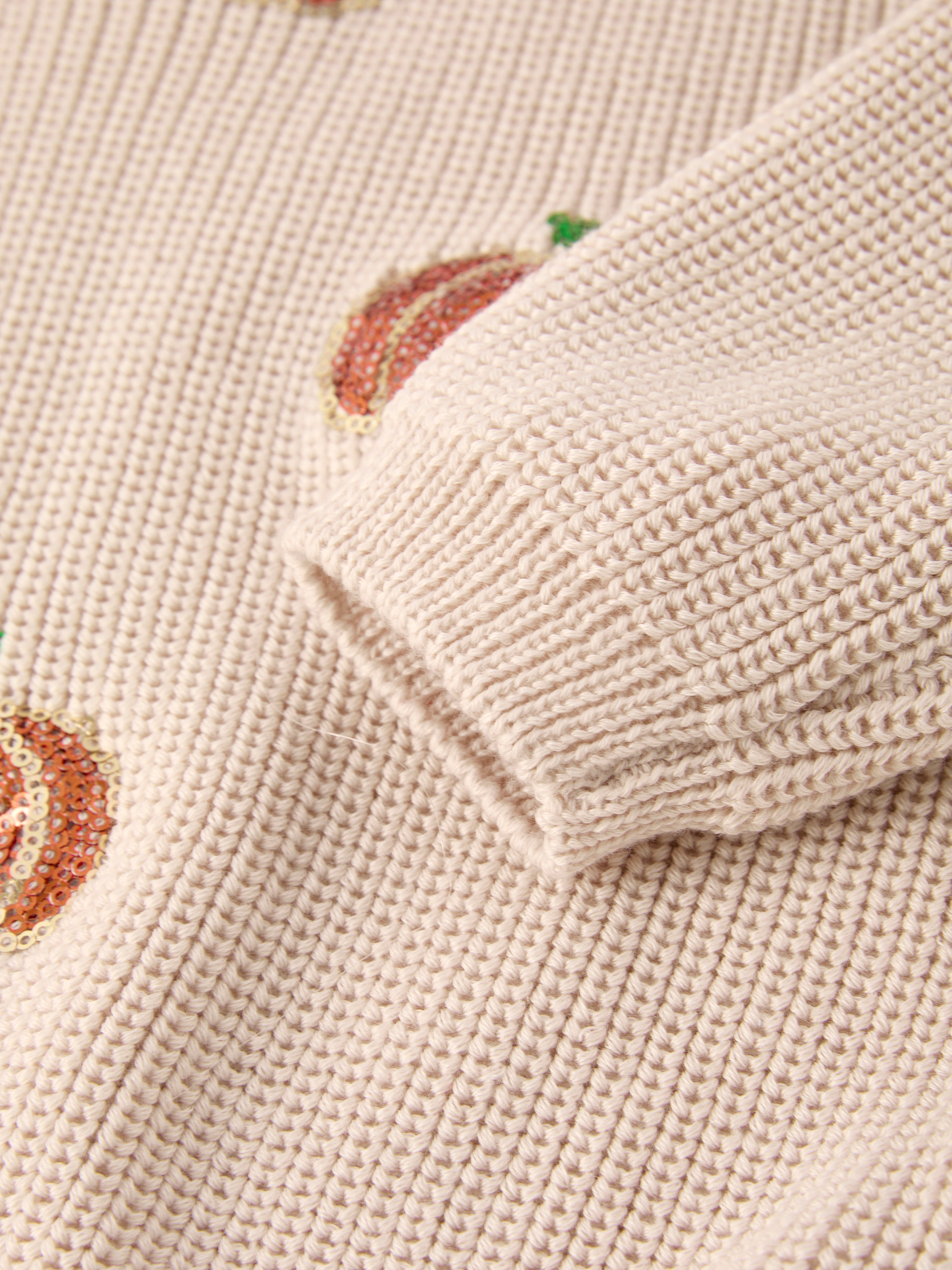 Thanksgiving Halloween Pumpkin Sequin Sweater – Beige, Perfect for Fall
