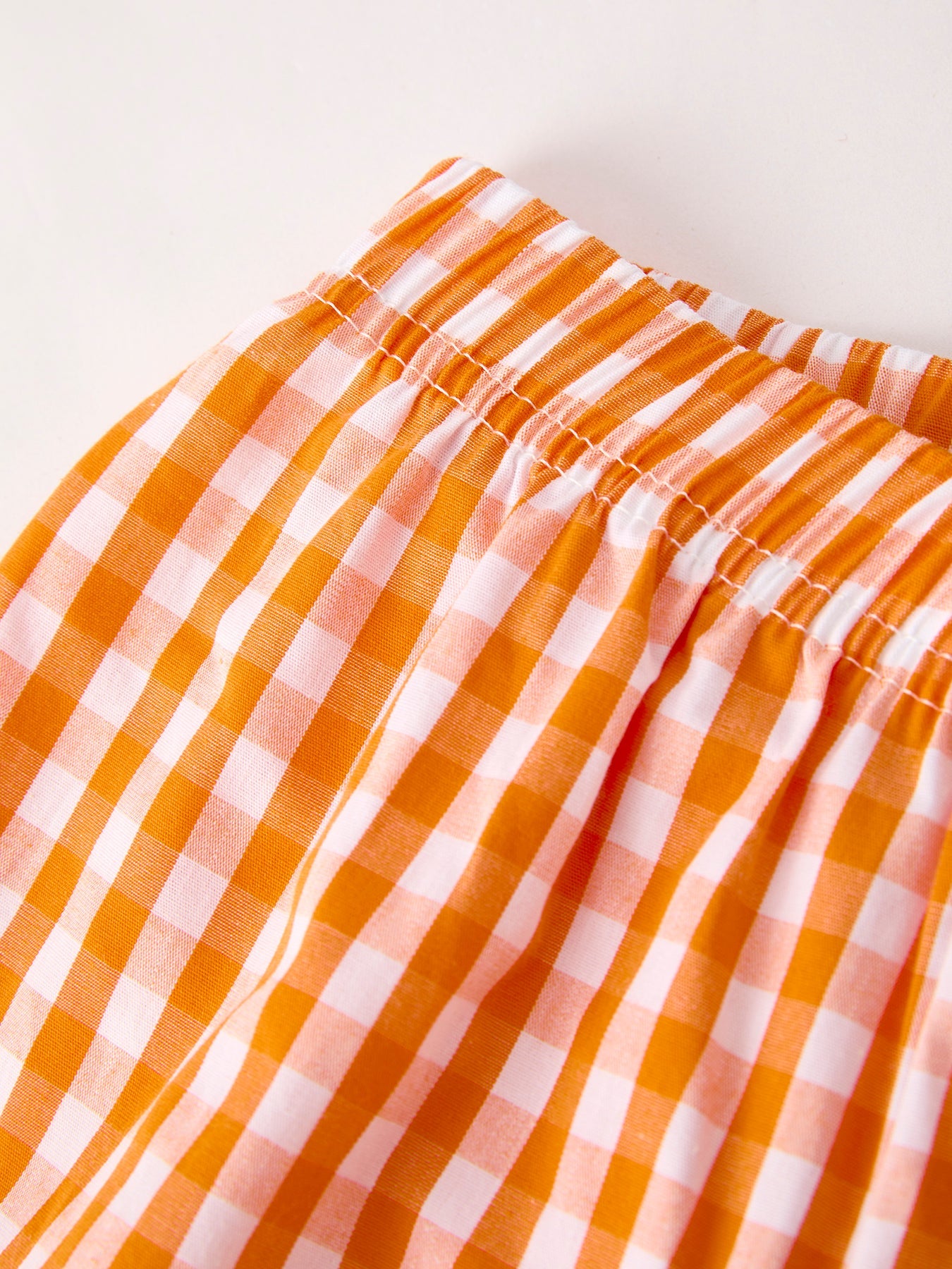 Fall Embroidered Boy Set – Orange Checkered with Halloween Details