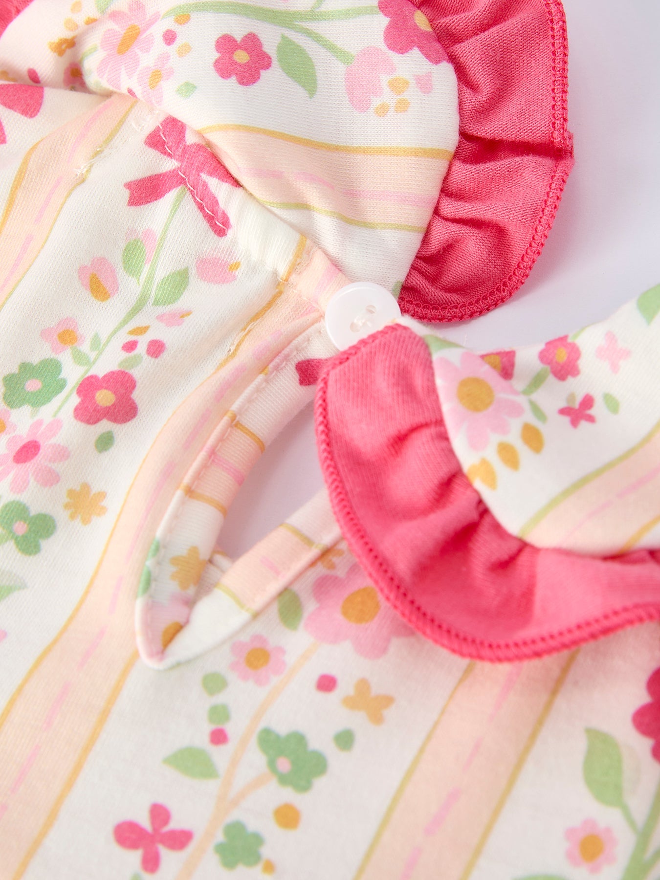 Summer Floral Bow Ruffle Girls Dress