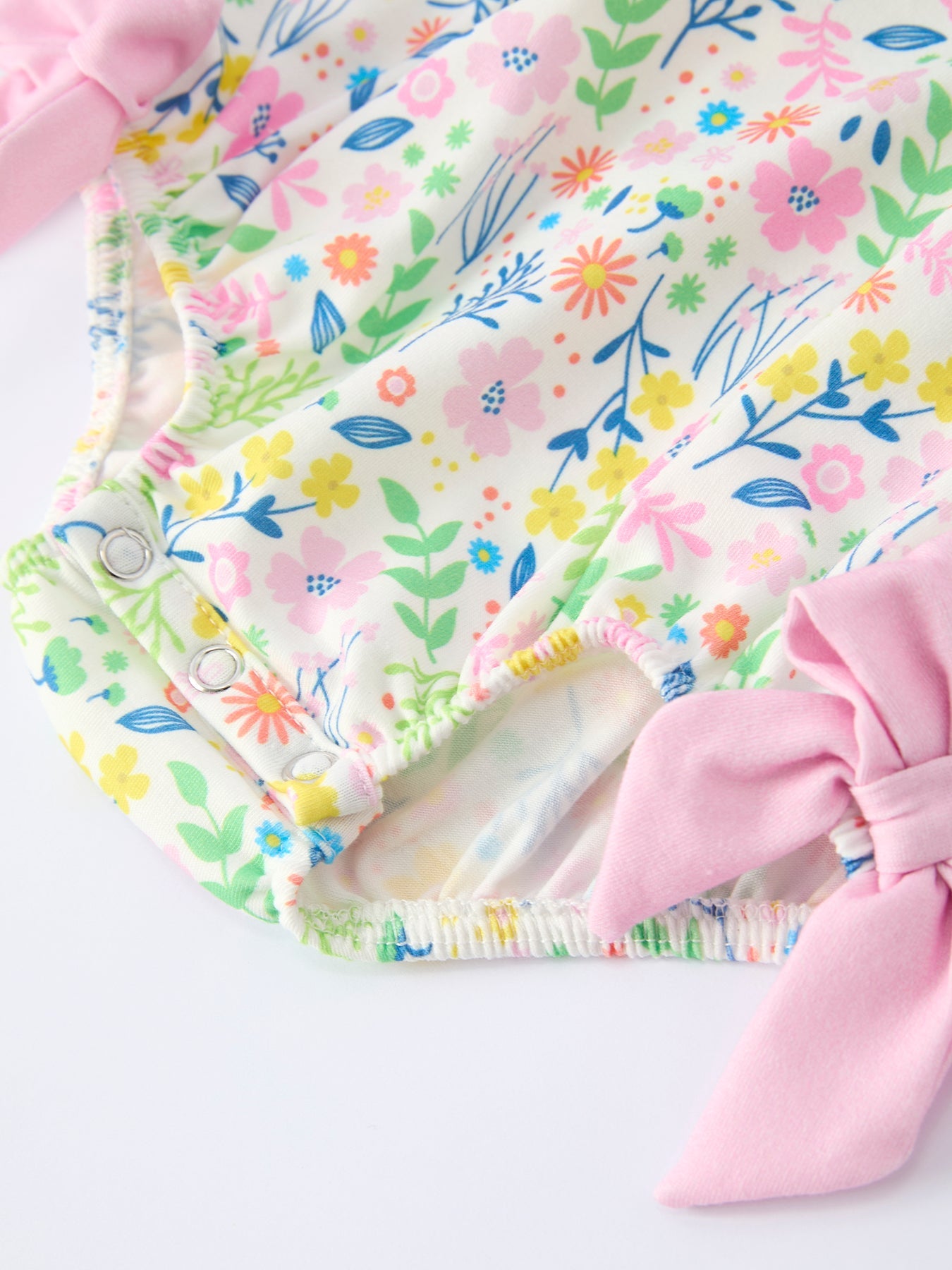 Easter Bunny Embroidered Pom-Pom Short-Sleeved  Girls Romper