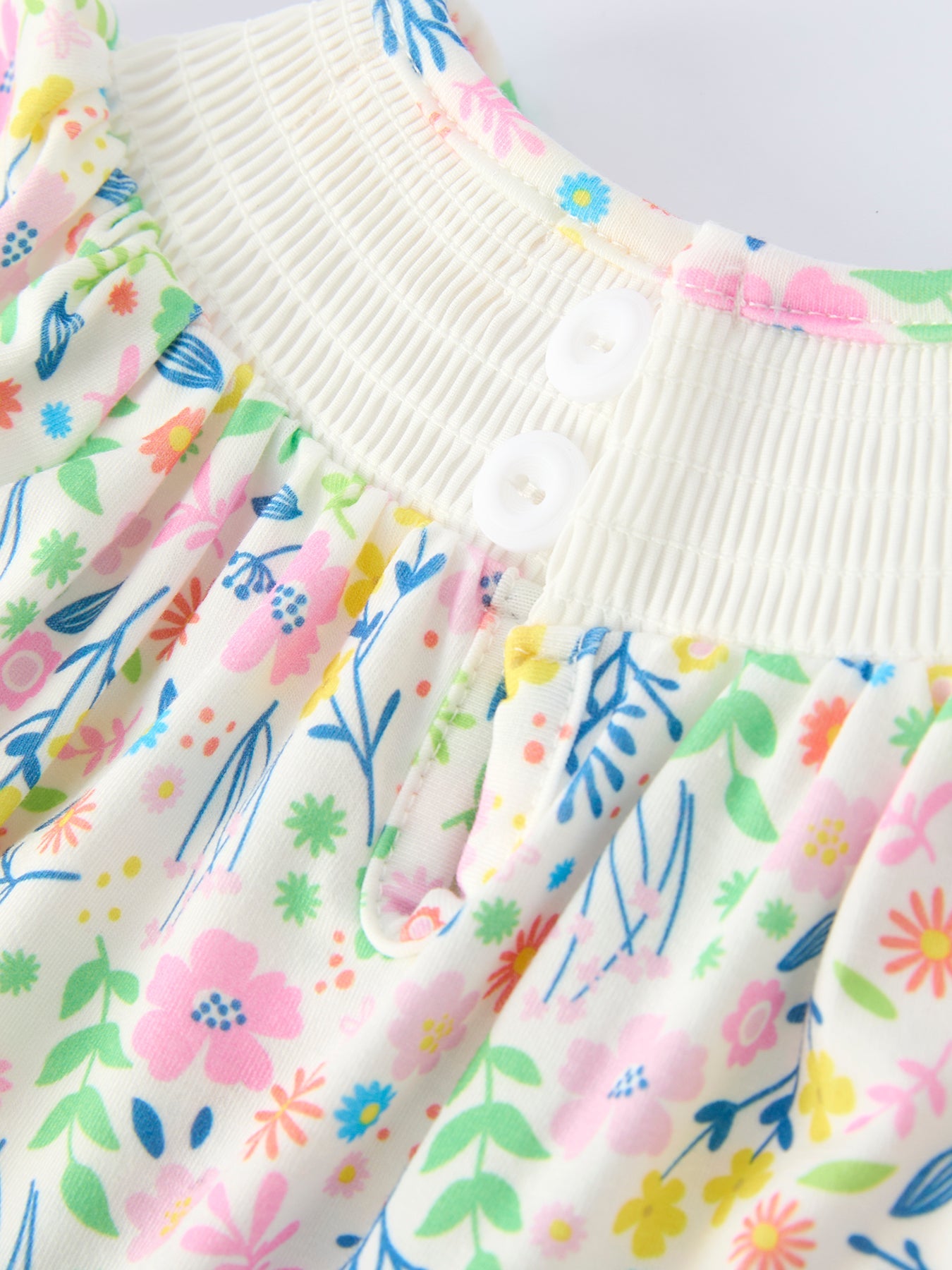 Easter Bunny Embroidered Pom-Pom Short-Sleeved  Girls Romper