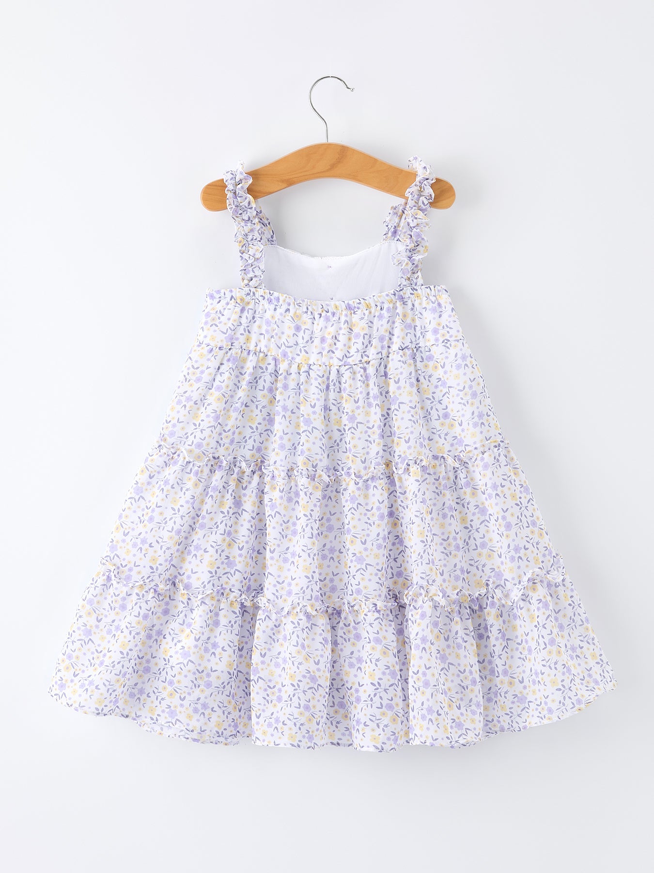 Spring Floral Girls Ruffle Bow Spaghetti Strap Dress