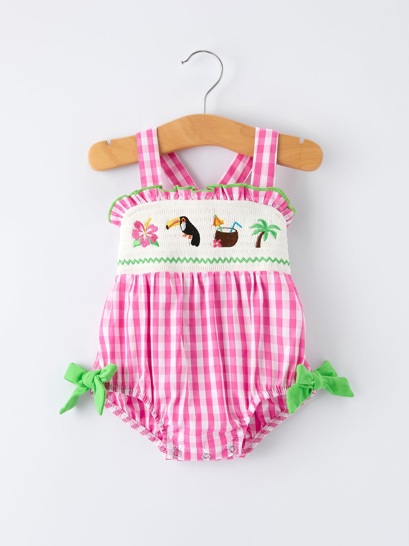 Summer Tropical Embroidery Baby Girls Romper