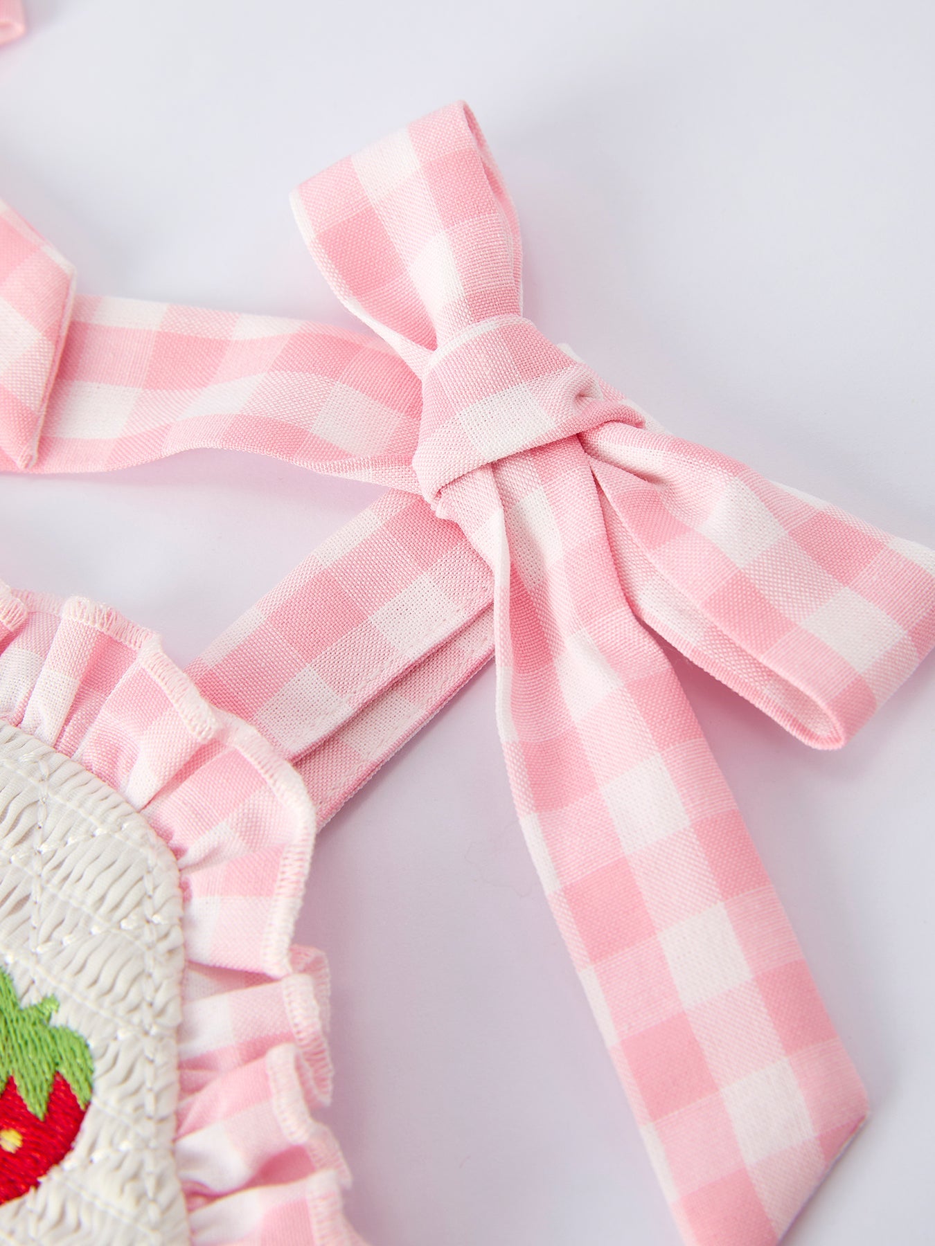Strawberry Embroidery Girl Dress Bow Strap Ruffle