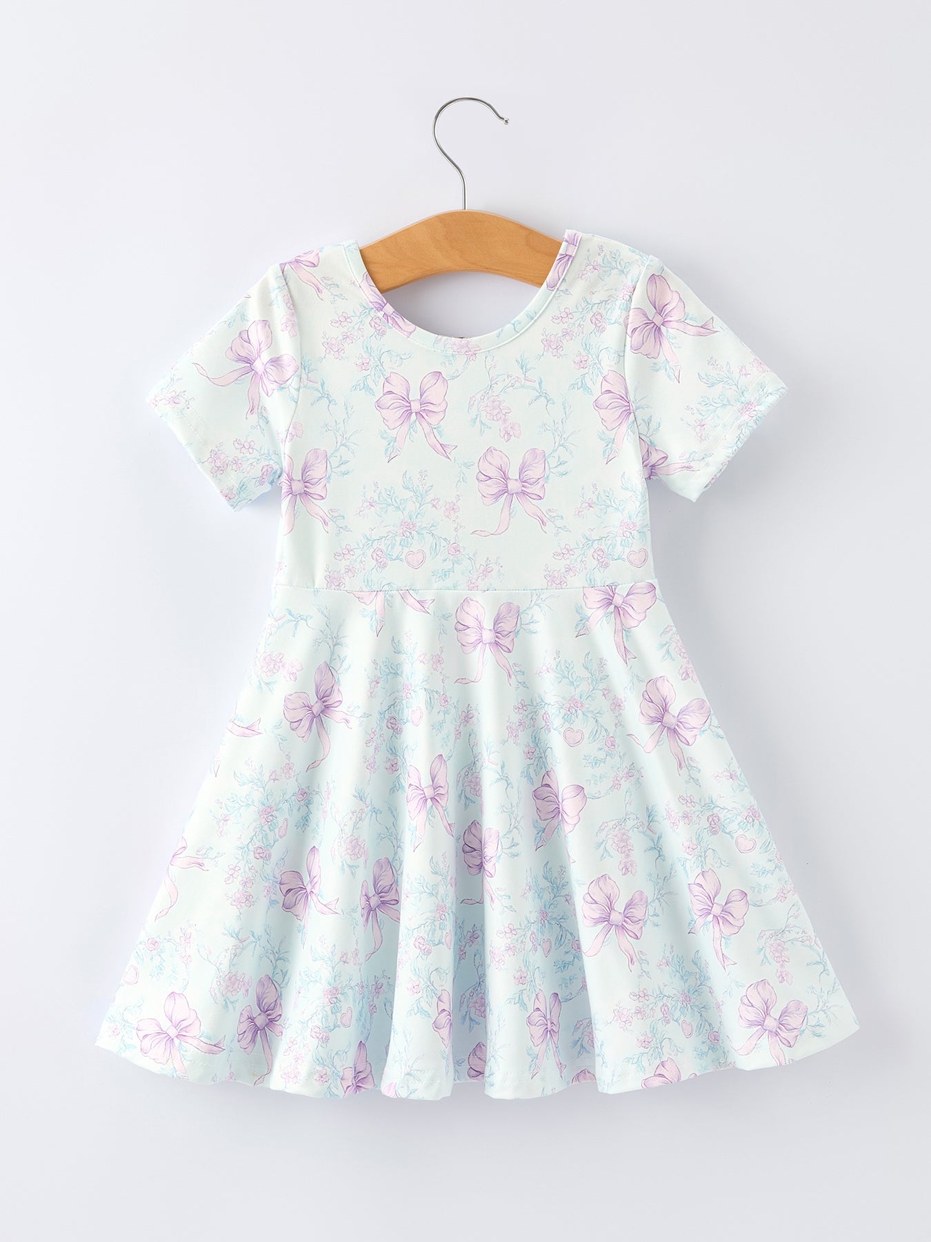 Summer Floral Bow Print Girl Dress