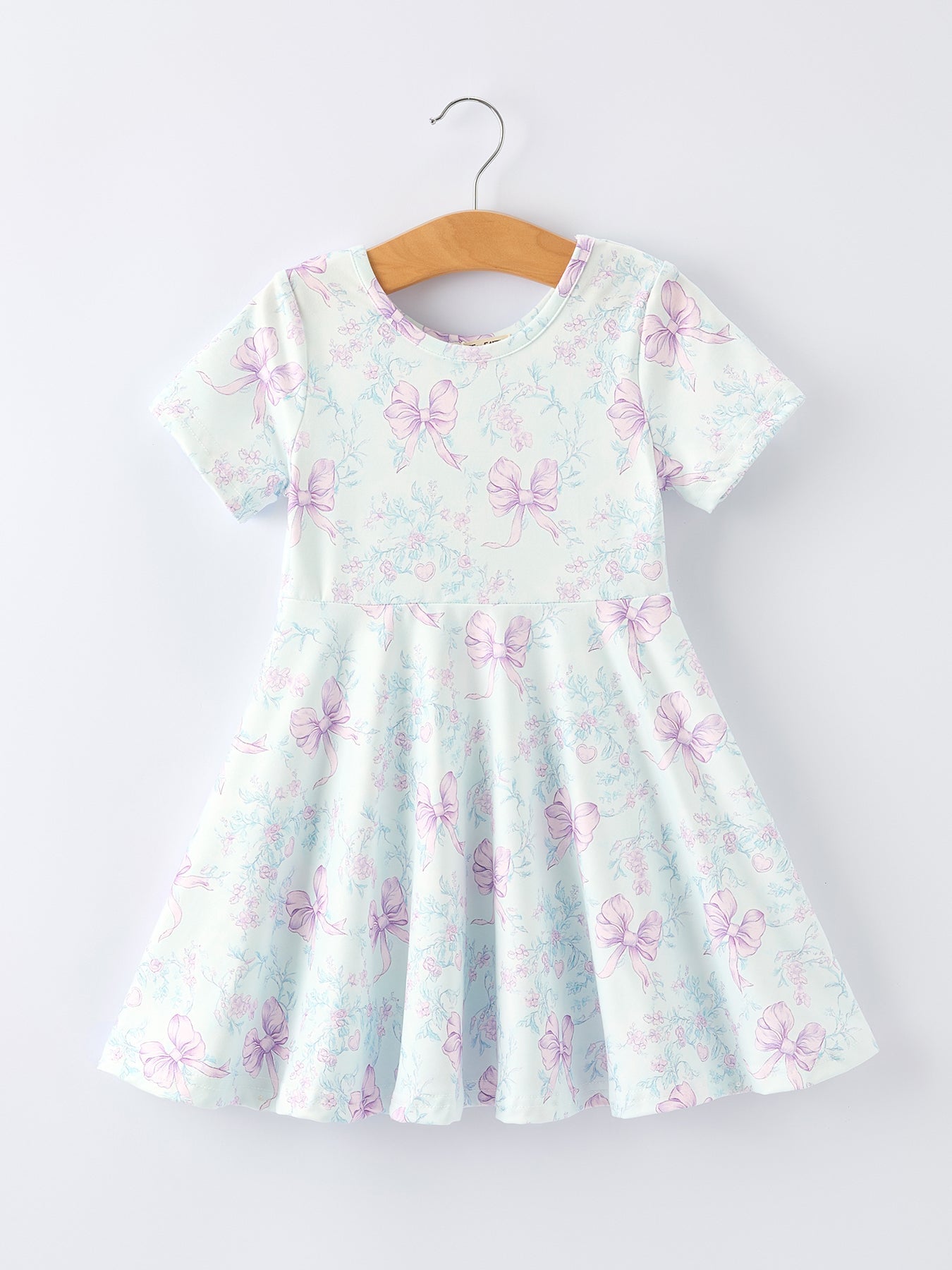 Summer Floral Bow Print Girl Dress