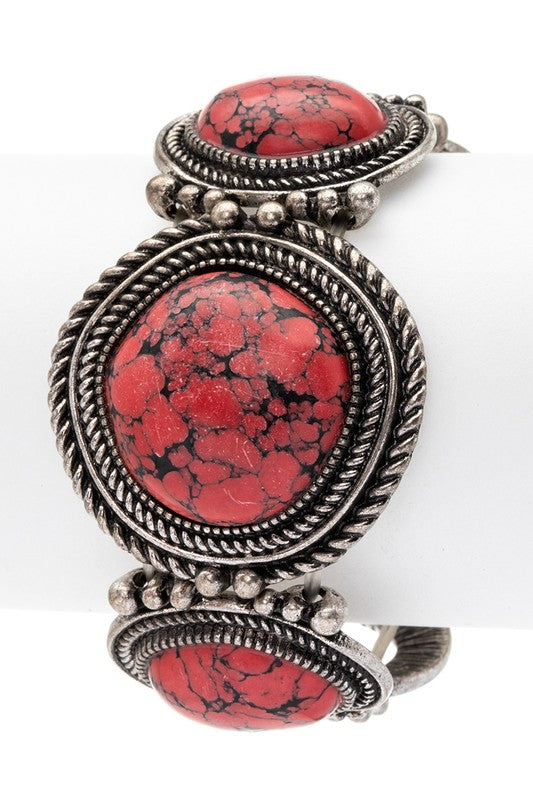 Western Round Stone Stretch Bracelet