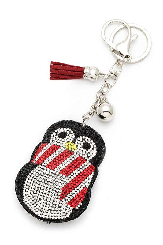 Rhinestone Penguin Pillow Key Chain