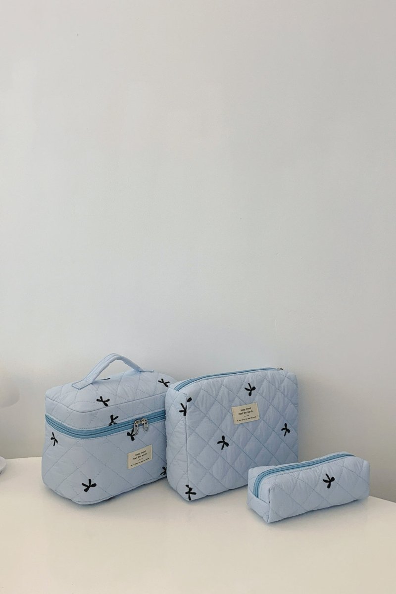 3 Piece Bow Quilted Cloth Storage Bag Set - S. M. & Co.