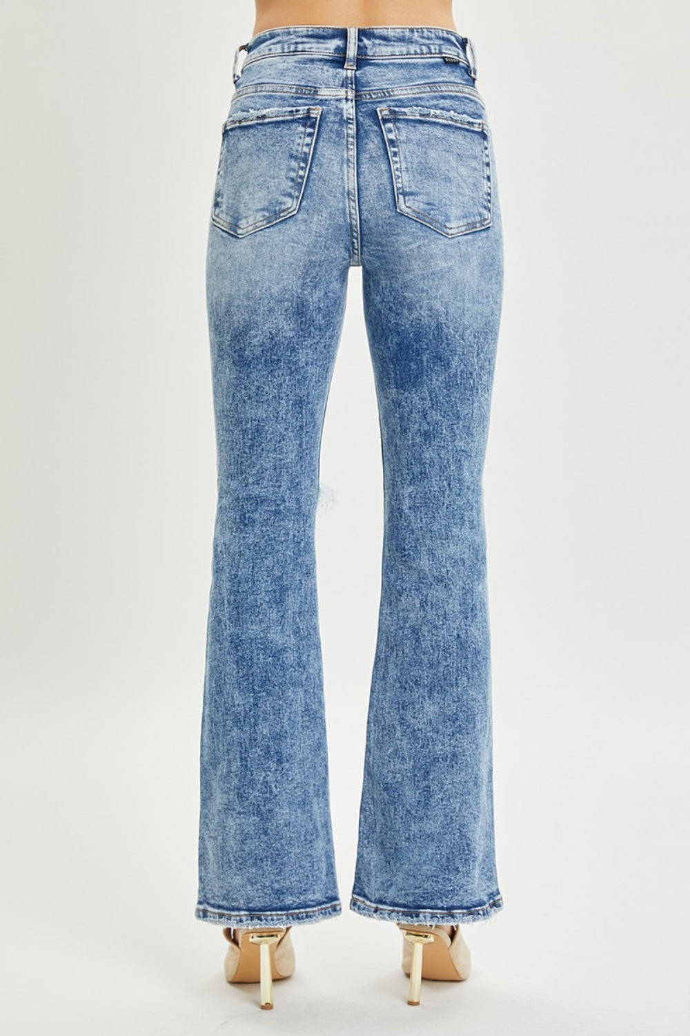 RISEN Full Size High Rise Distressed Flare Jeans - S. M. & Co.