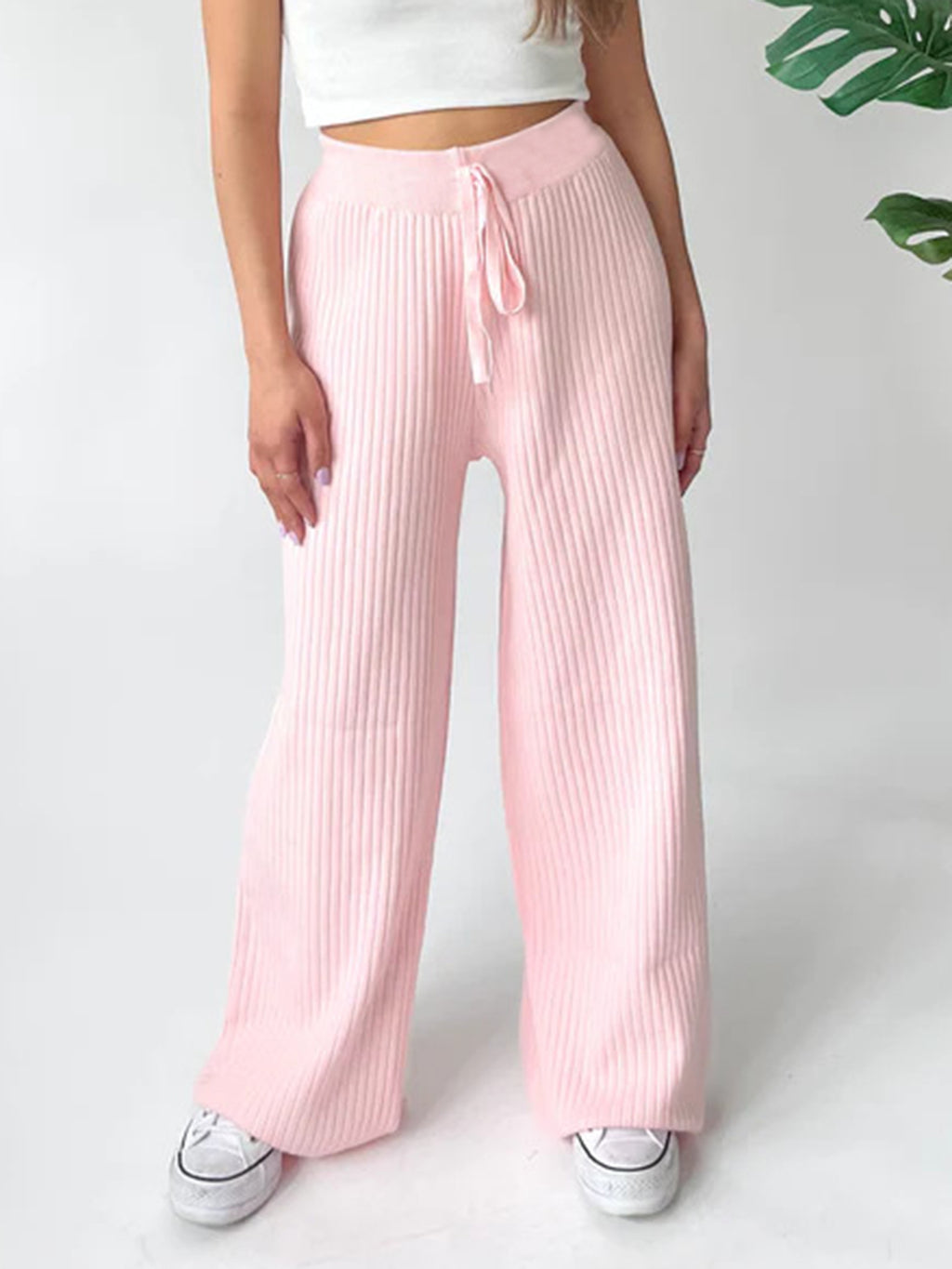 Ribbed Wide Leg Sweater Pants