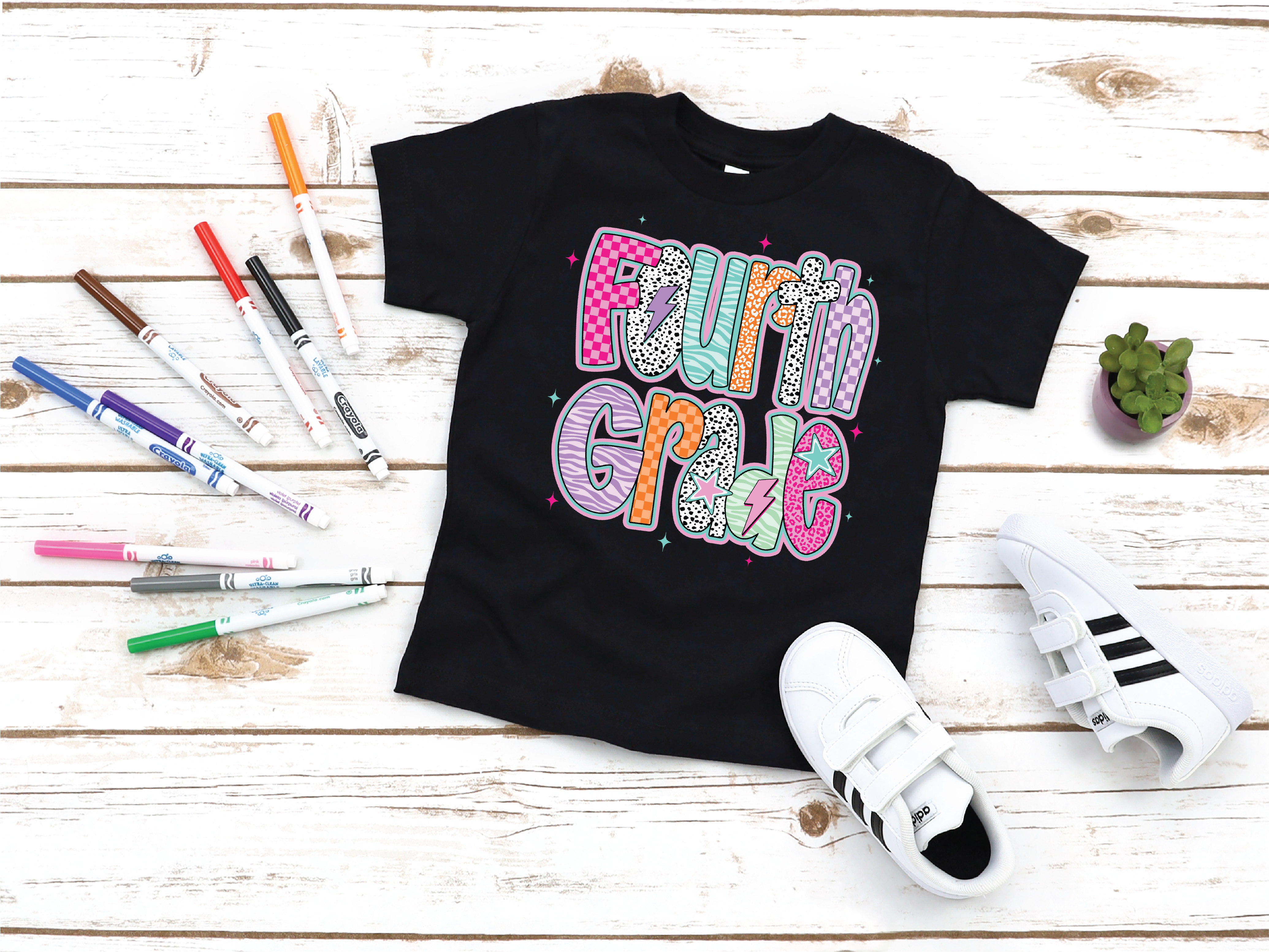Girls Doodle 4th Grade Back to School Graphic Tee