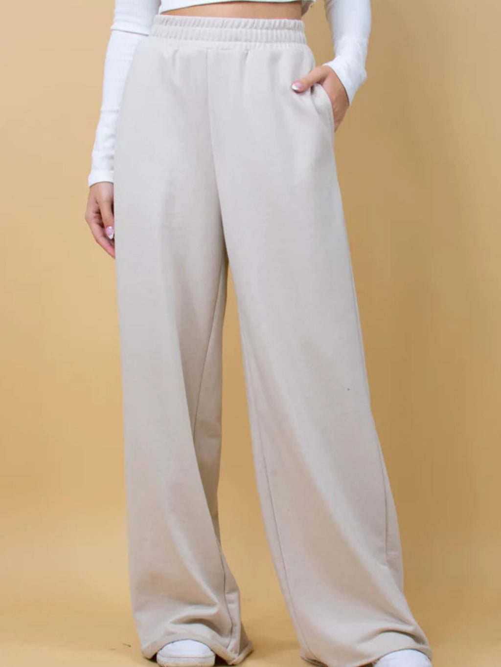 Elastic Waist Wide Leg Pants