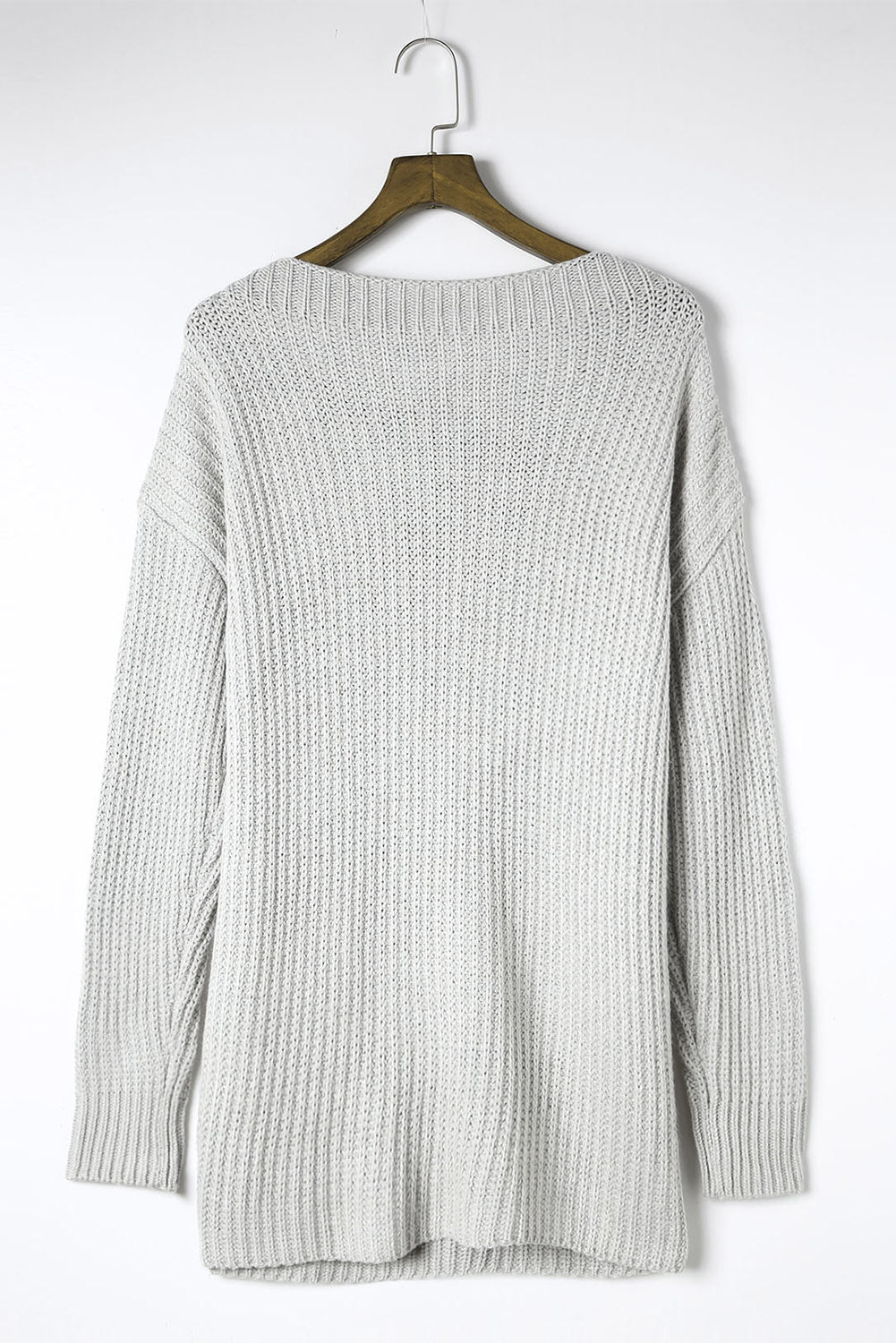 Side Slit Boat Neck Long Sleeve Sweater