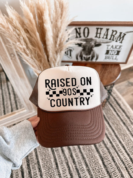 90s Country DTF Printed Brown & Tan Trucker Hat - S. M. & Co. Shirts & Tops