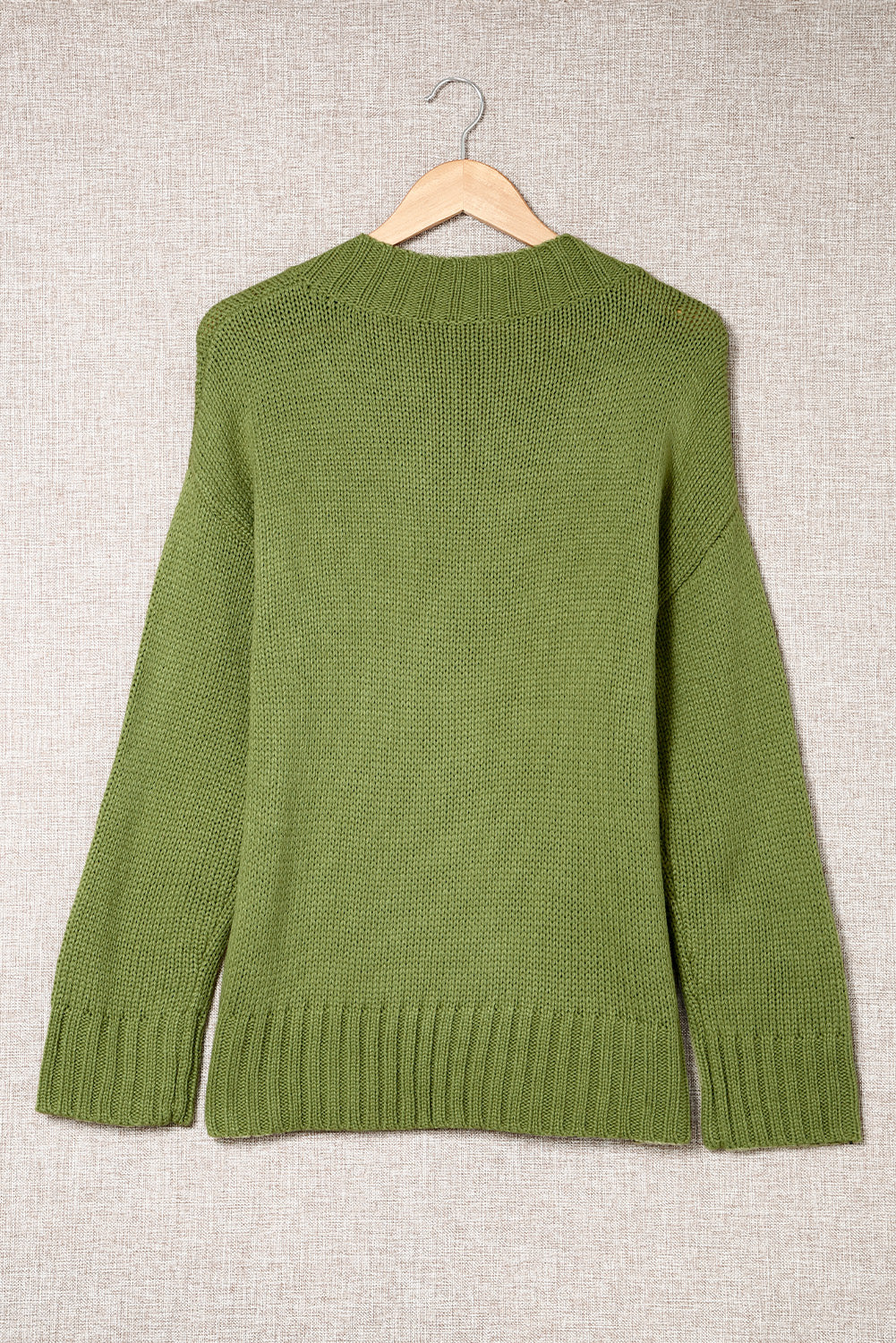 V-Neck Dropped Shoulder Sweater