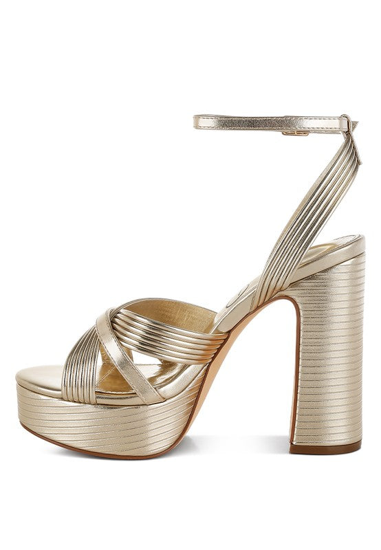 Socialite Metallic Ankle Strap Heel Sandals