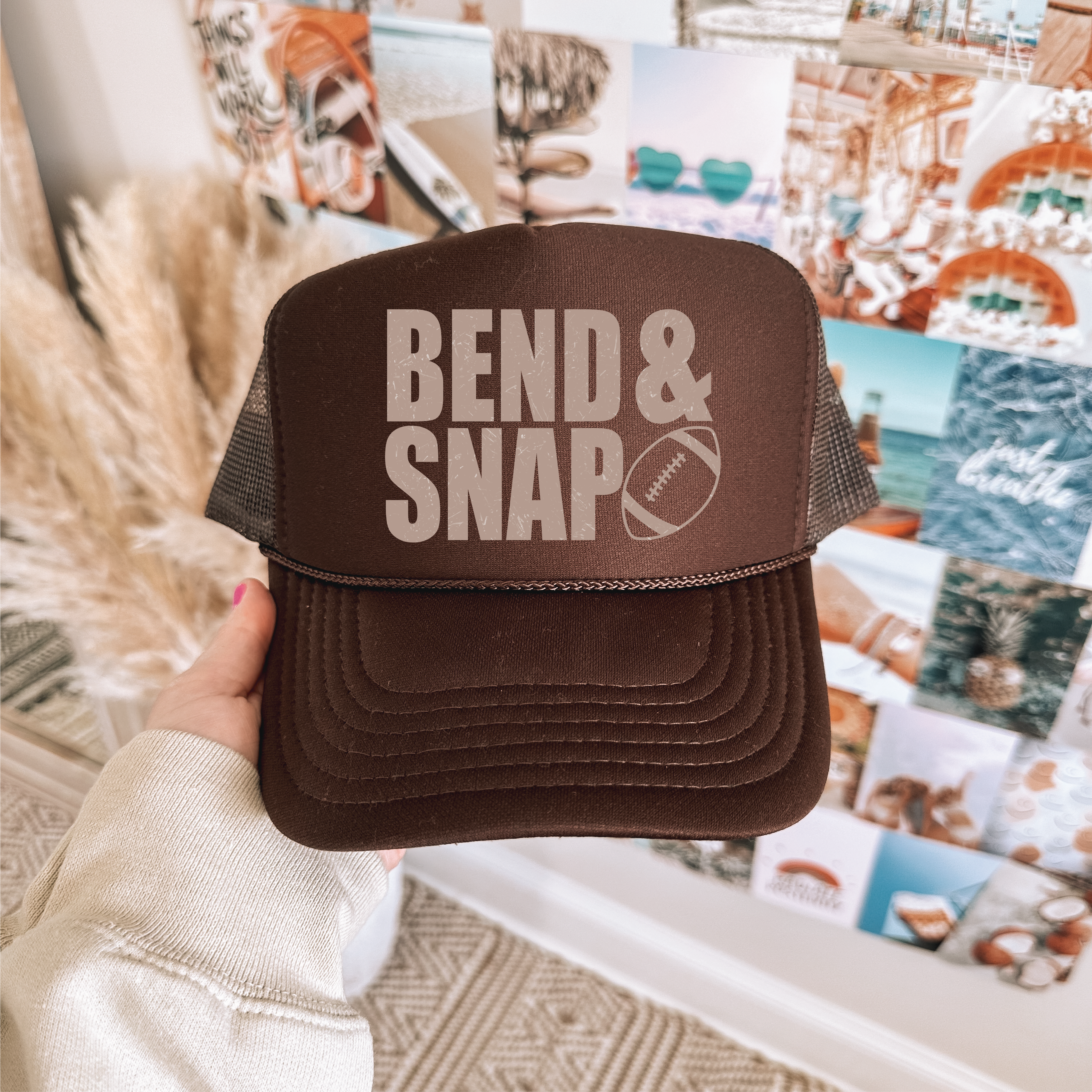 Bend and Snap DTF Printed Brown Trucker Hat
