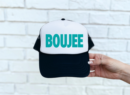 BOUJEE (Teal) DTF Printed Trucker Hat - S. M. & Co. Shirts & Tops