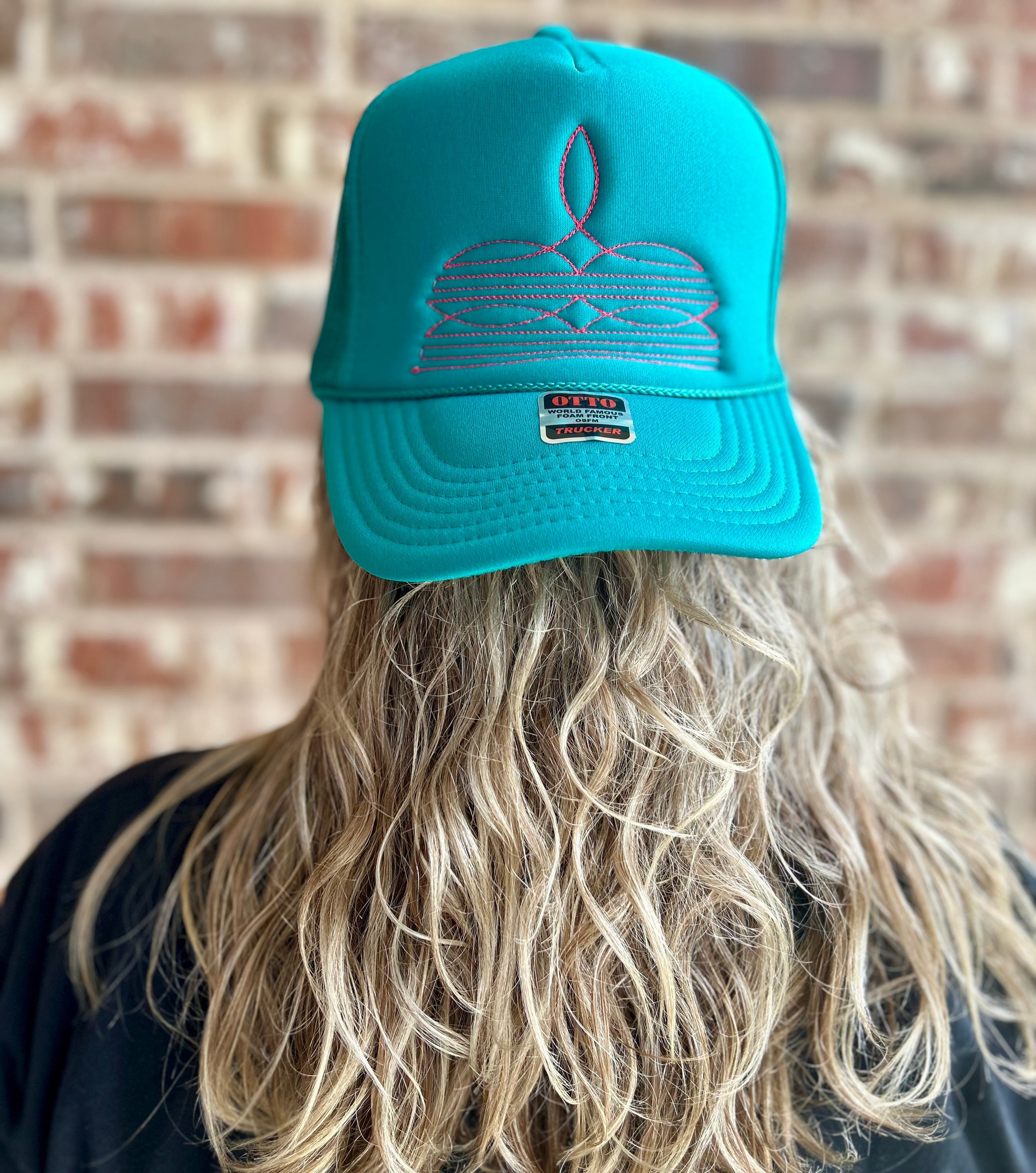 Boot Stitch Embroidered Trucker Hat - S. M. & Co. Shirts & Tops