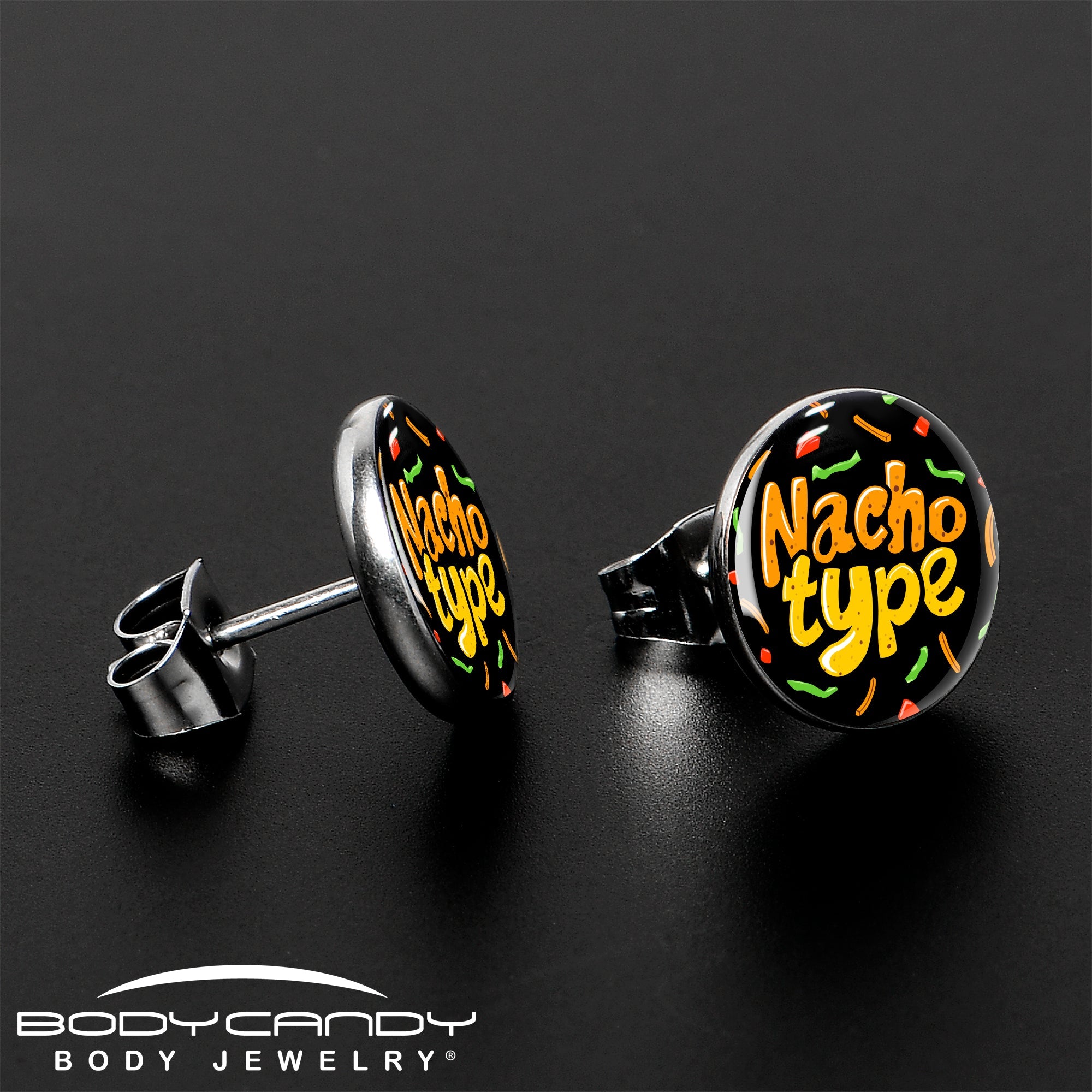 Nacho Type Stud Earrings by Onyx O
