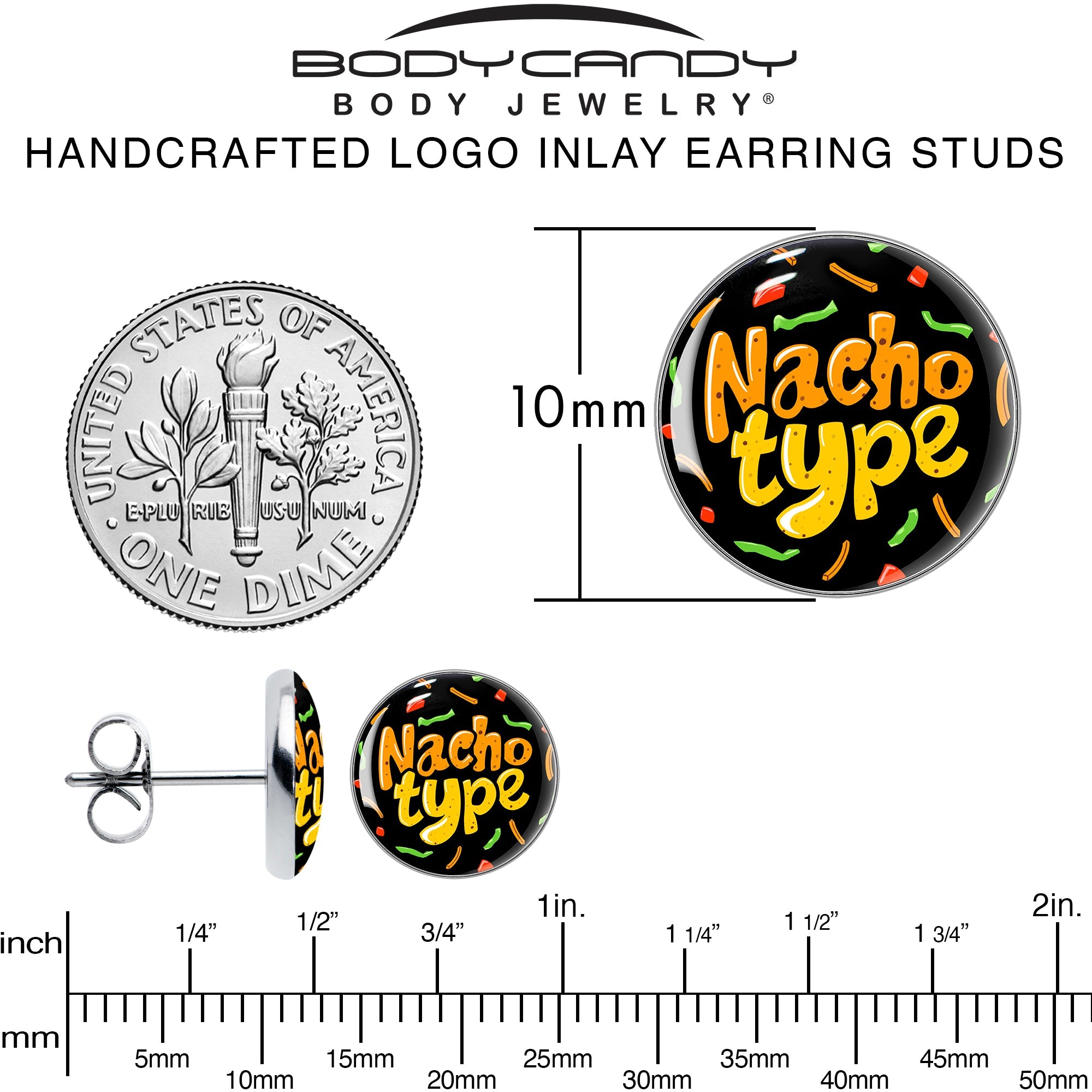 Nacho Type Stud Earrings by Onyx O