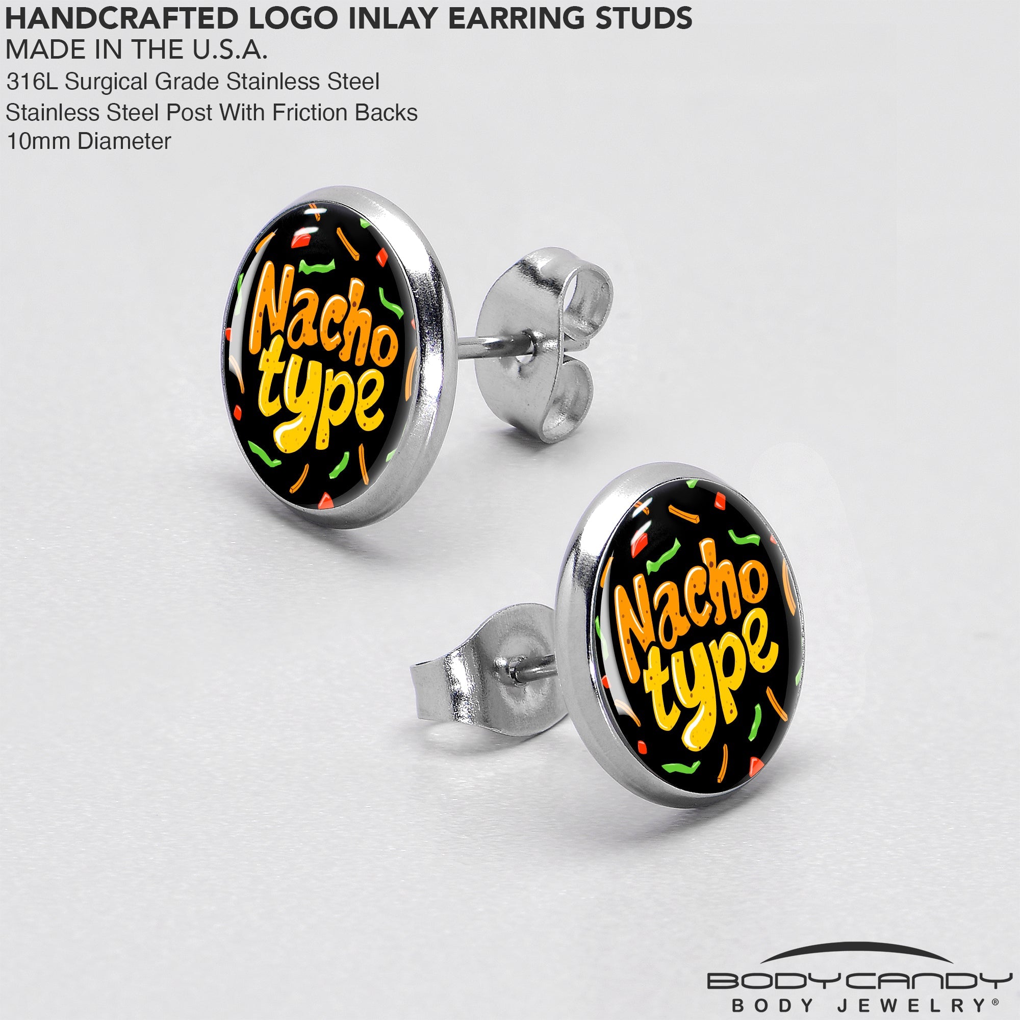 Nacho Type Stud Earrings by Onyx O