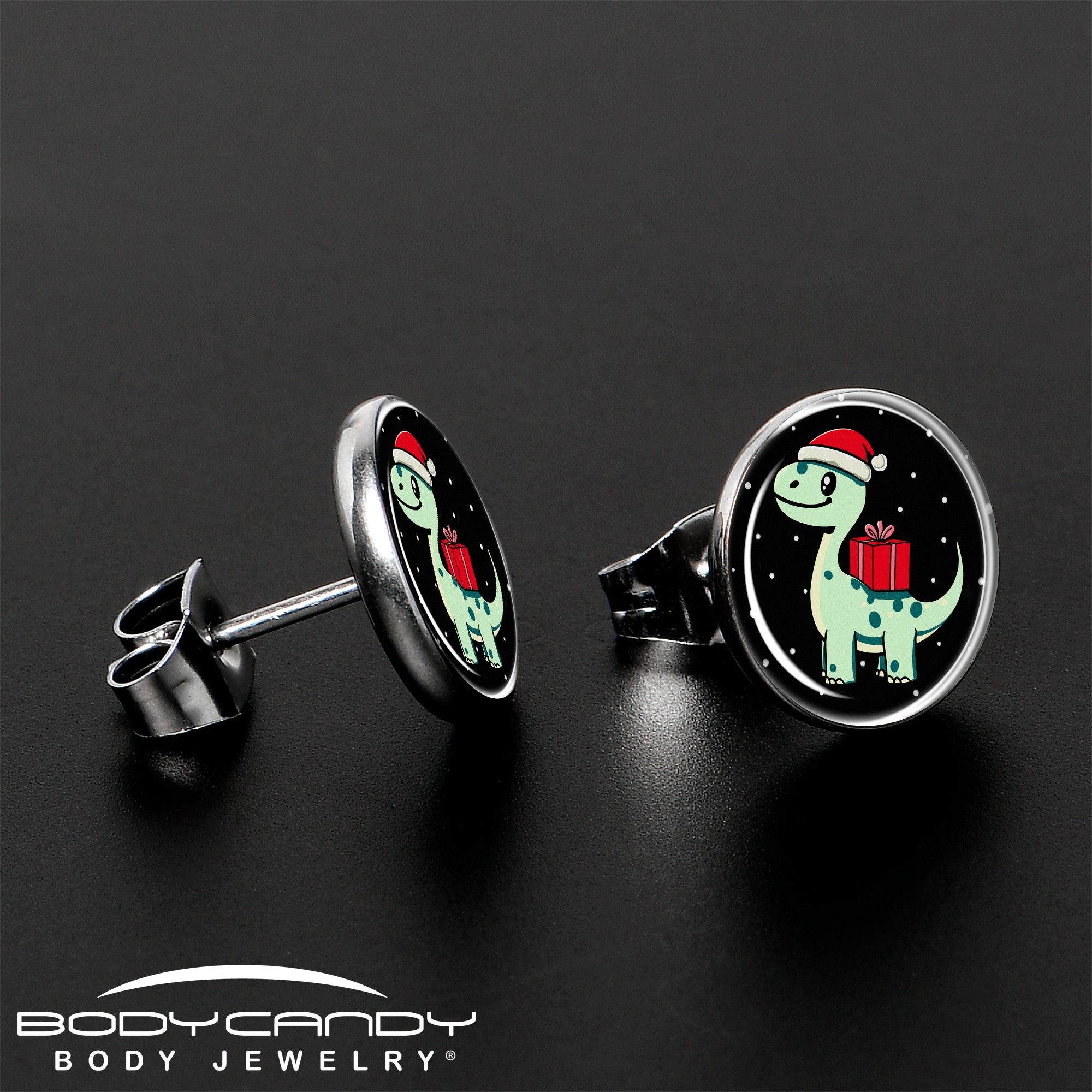 Christmas Holiday Dinosaur Stud Earrings by Onyx O