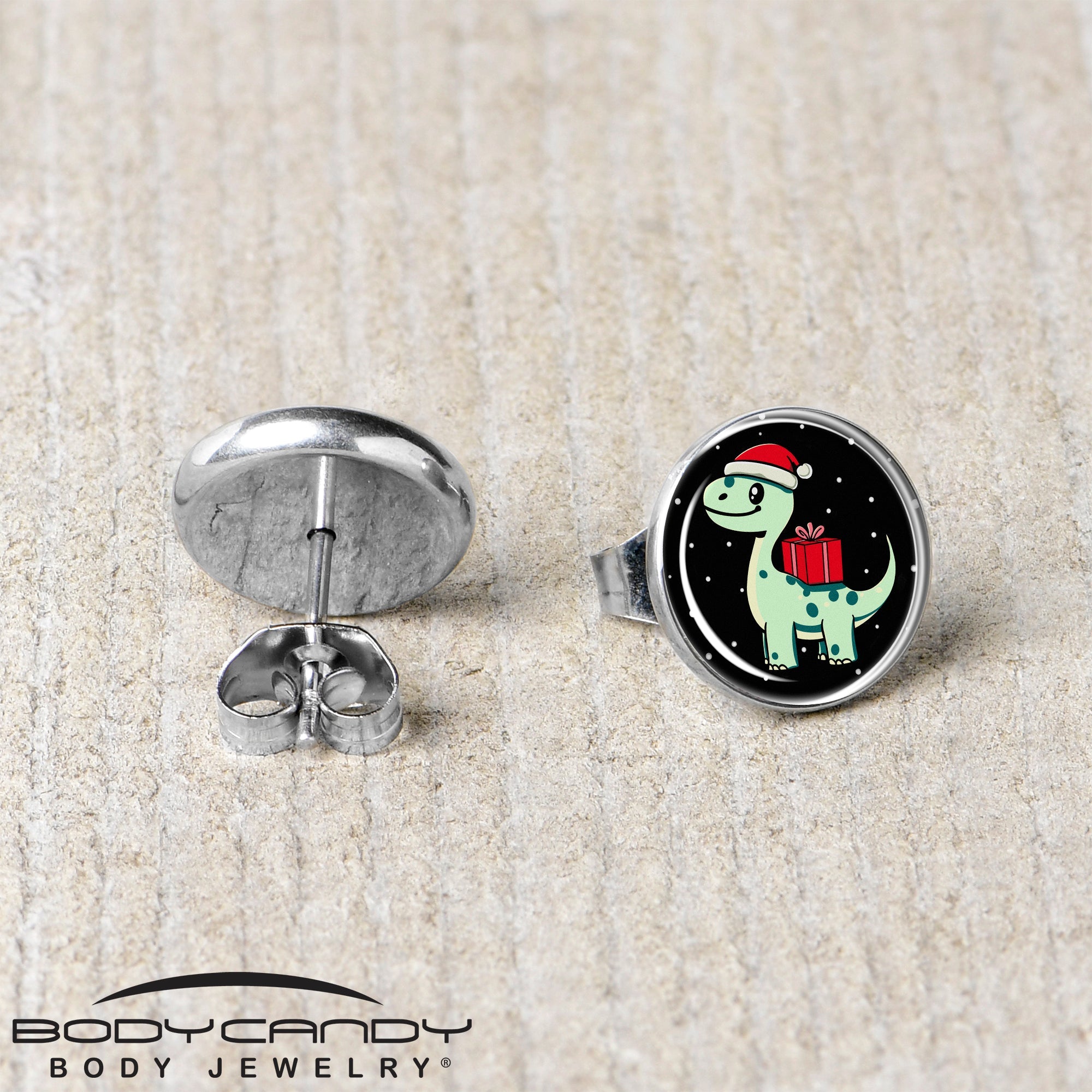 Christmas Holiday Dinosaur Stud Earrings by Onyx O