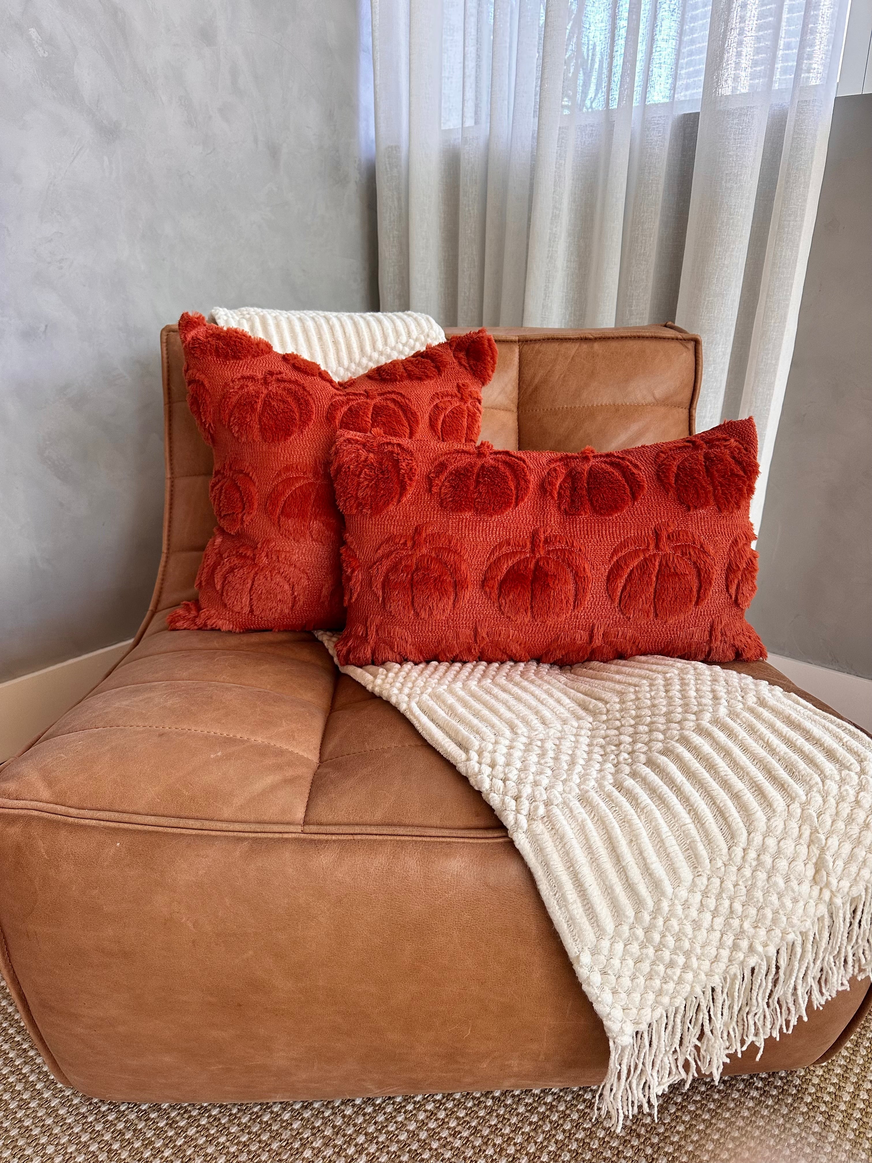 Burnt Orange Pumpkin Lumbar Pillow Cover