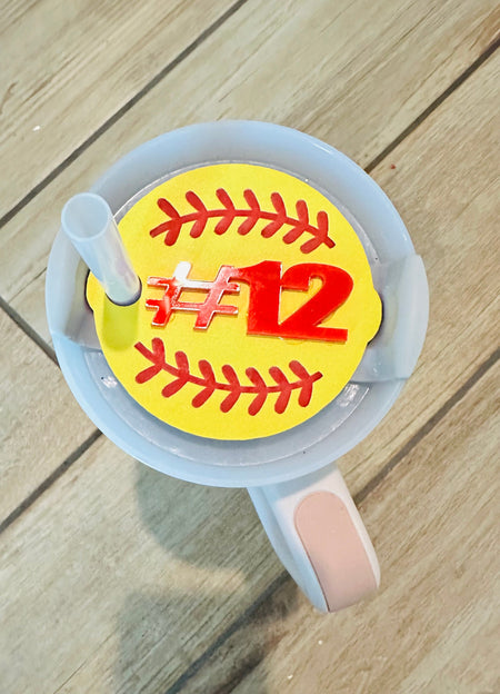 Acrylic Cup Topper- Softball - S. M. & Co. Cup Toppers