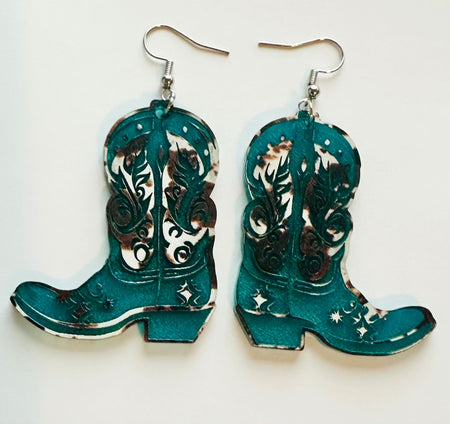 Cow Print Cowgirl Boots - S. M. & Co. Earrings