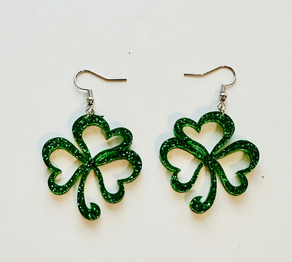 Green Glitter Shamrocks