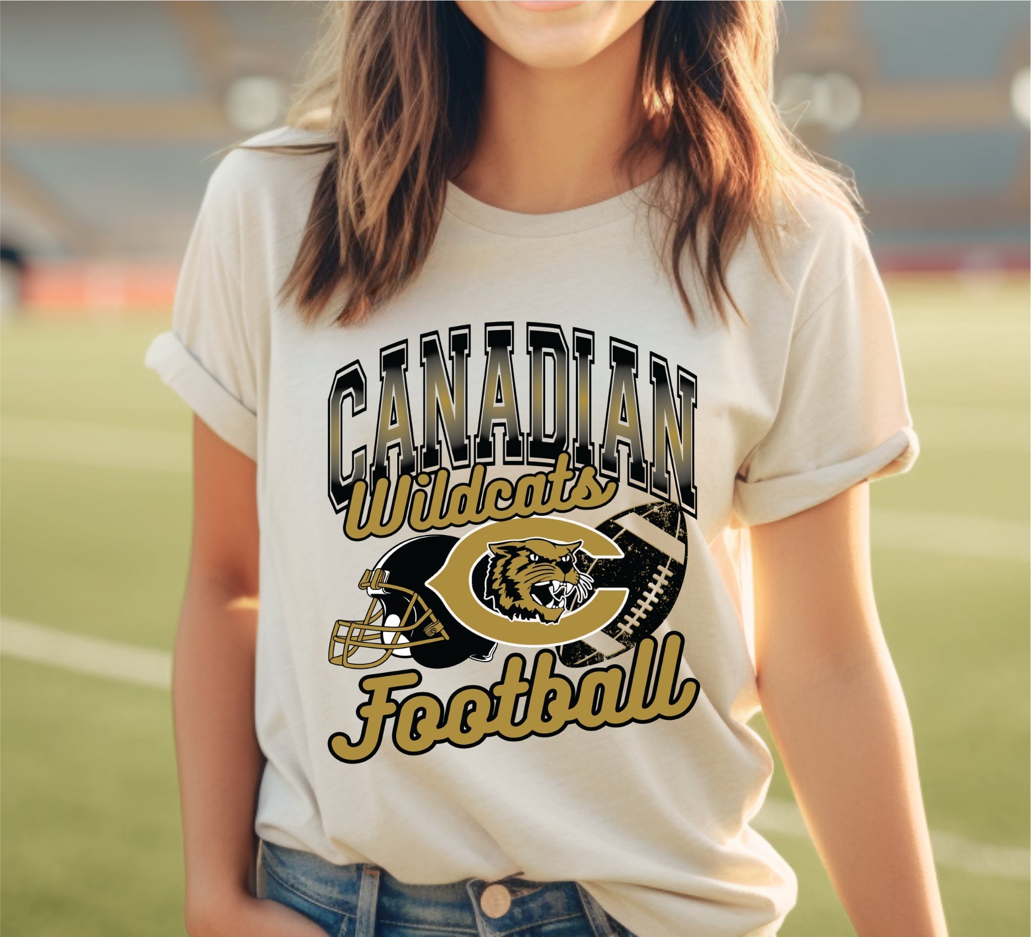 Vintage Mascot School Spirit Tee- Football Graphic T-shirt
