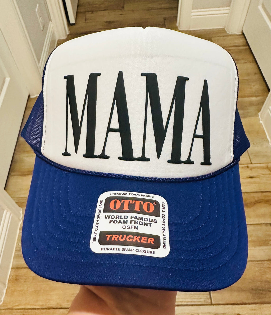 MAMA Puff Vinyl Black 0n Purple and White  Foam Trucker Hat