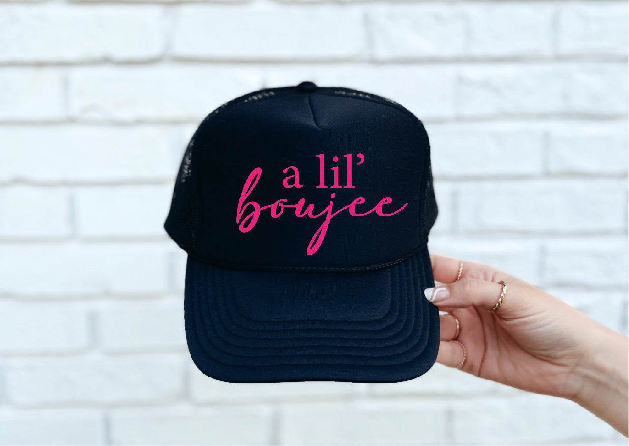 A Lil Boujee DTF Printed Black Trucker Hat - S. M. & Co. Trucker Hat