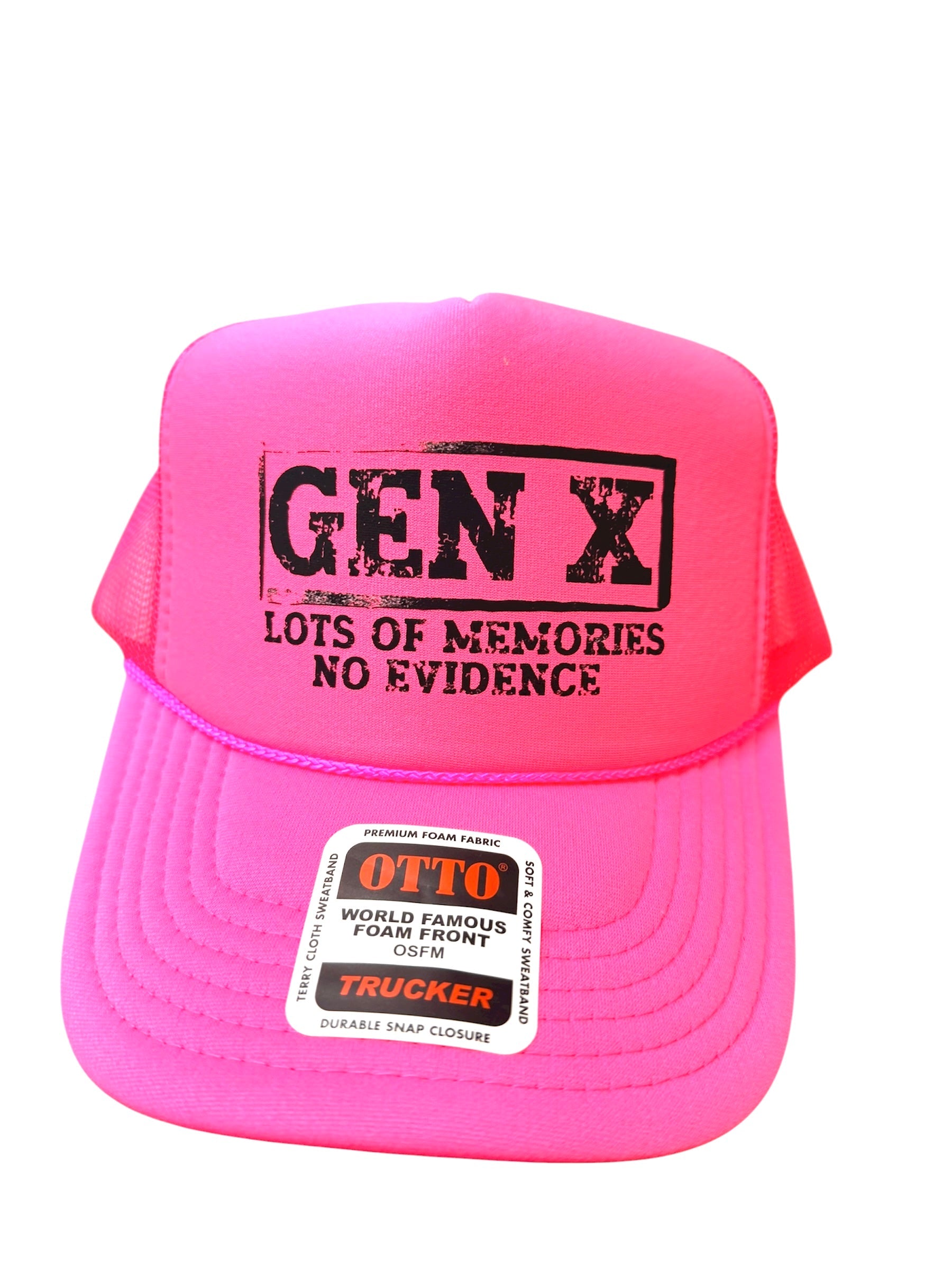 Gex X Lots of Memories DTF Printed Neon Pink Trucker Hat