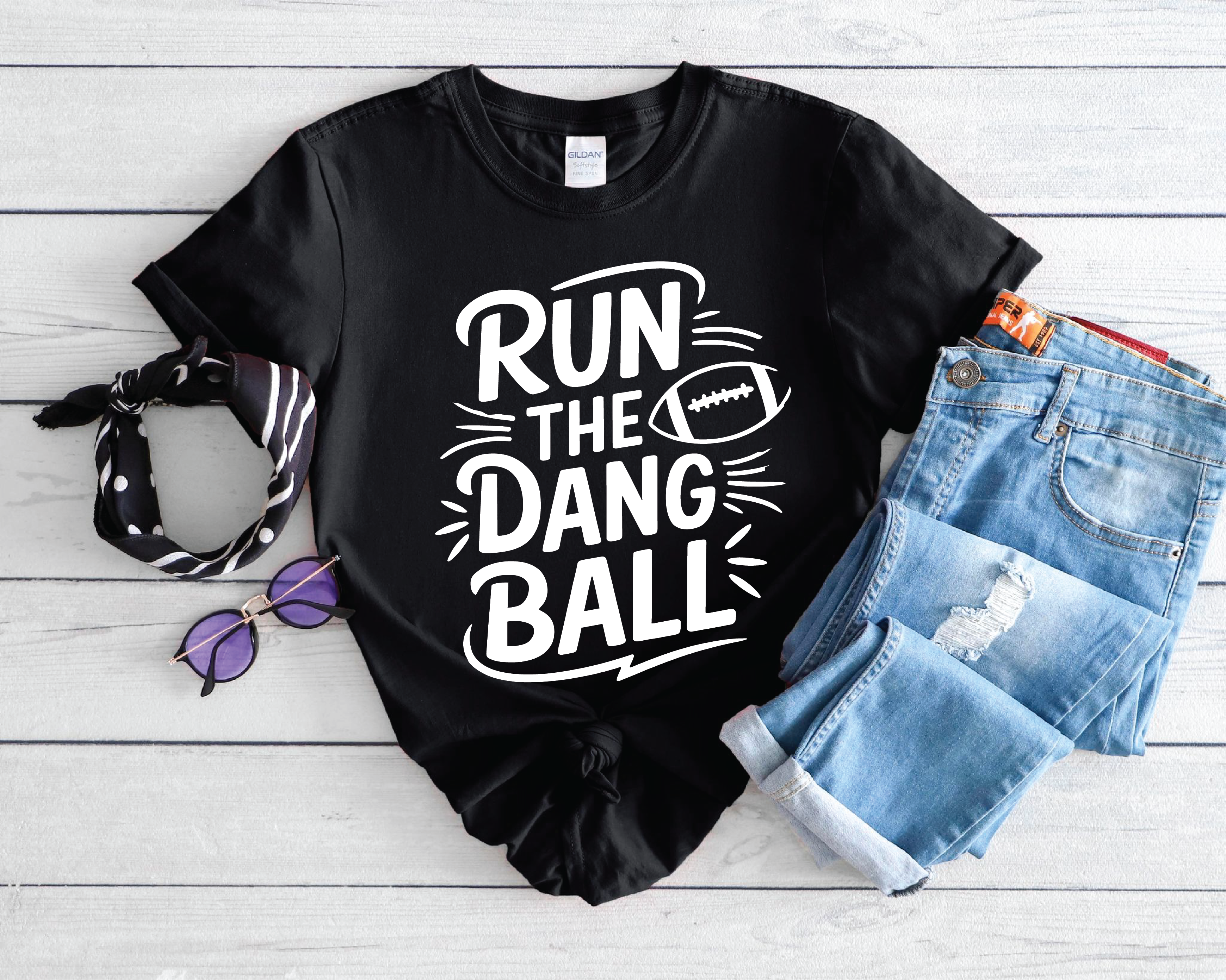 Run The Dang Ball Football Graphic T-Shirt