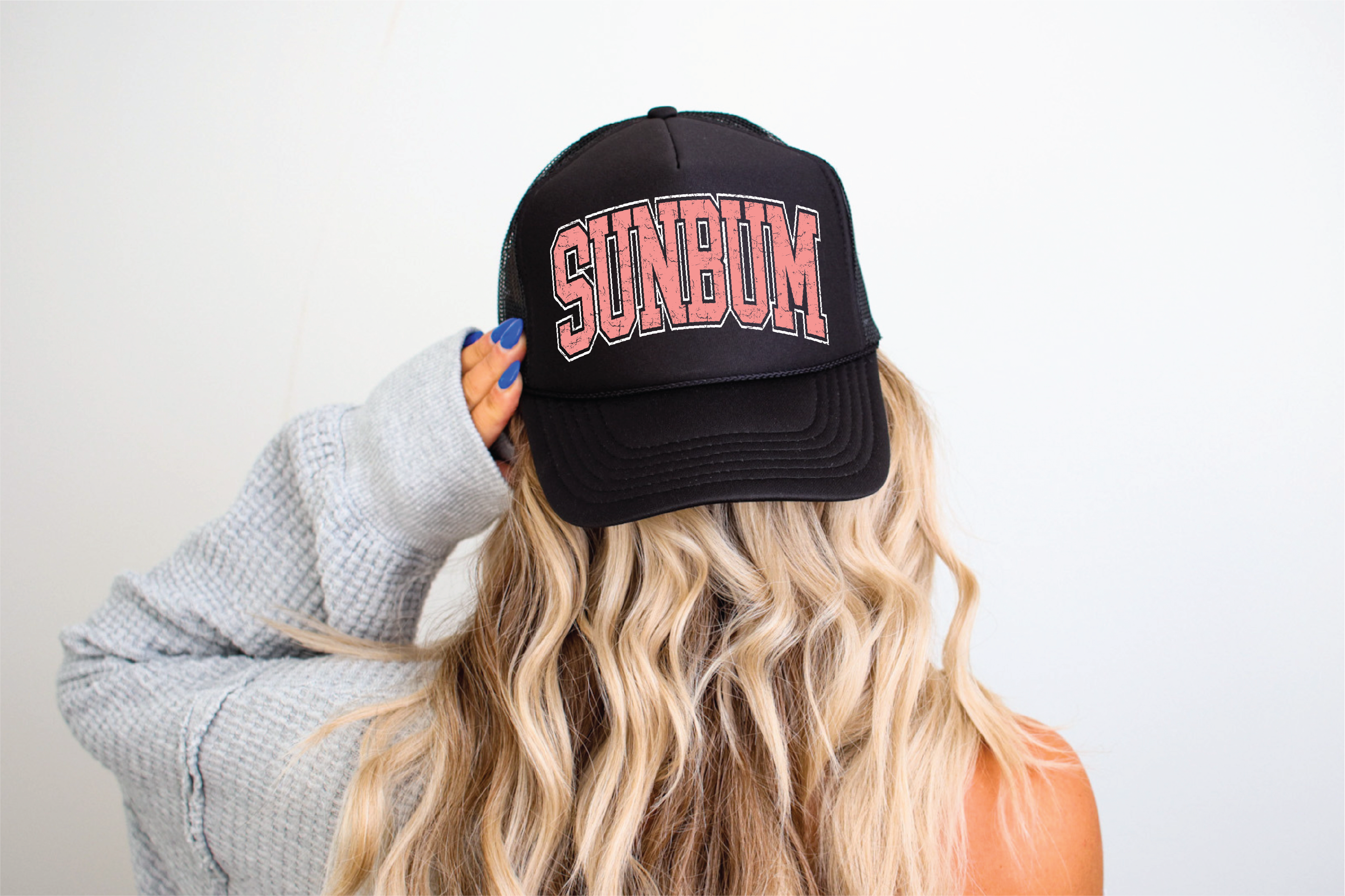 Sunbum DTF Printed Black Trucker Hat